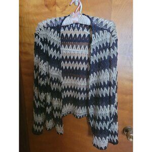Jessica Howard womens size 24 navy & beige sparkle see through cardigan layering